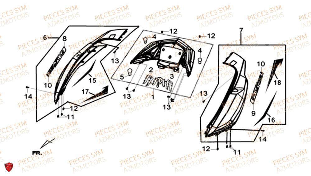 Eclairage Arriere SYM Pièces GTS 125I EURO 4 - LN12WG-EU (2018-2020)