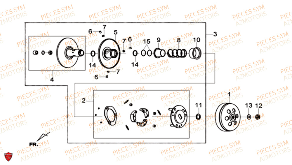 Embrayage SYM Pièces GTS 125I EURO 4 - LN12WG-EU (2018-2020)