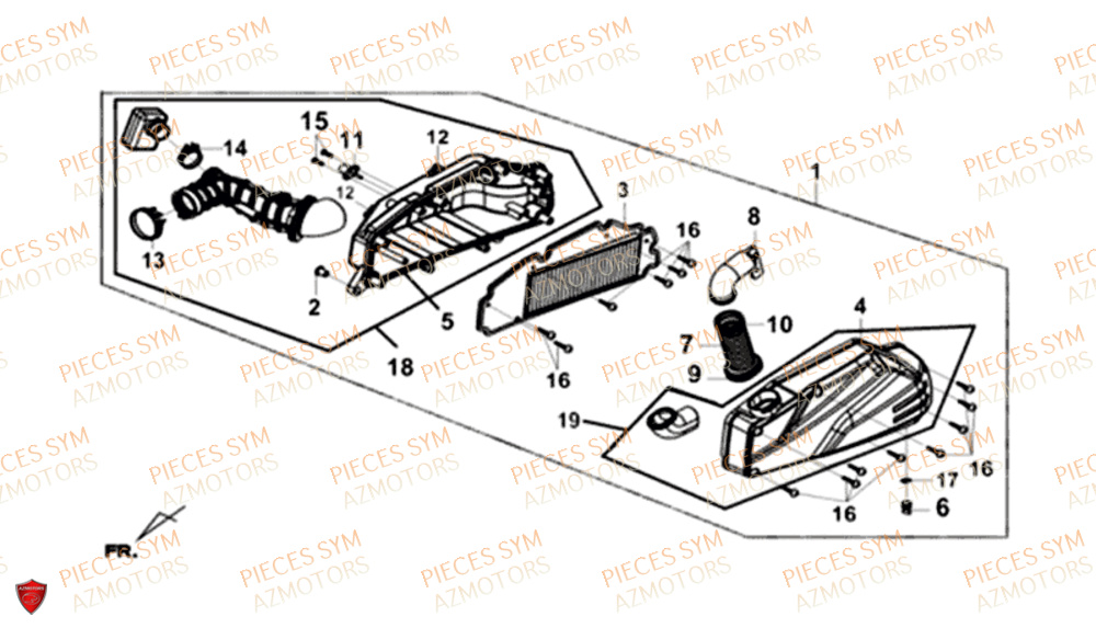 Filtre A Air SYM Pièces GTS 125I EURO 4 - LN12WG-EU (2018-2020)