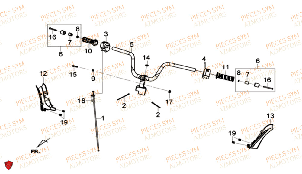 Guidon SYM Pièces GTS 125I EURO 4 - LN12WG-EU (2018-2020)