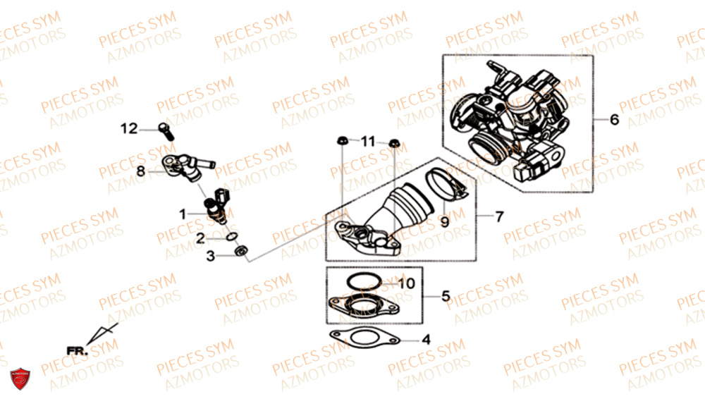 Injecteur Admission SYM Pièces GTS 125I EURO 4 - LN12WG-EU (2018-2020)