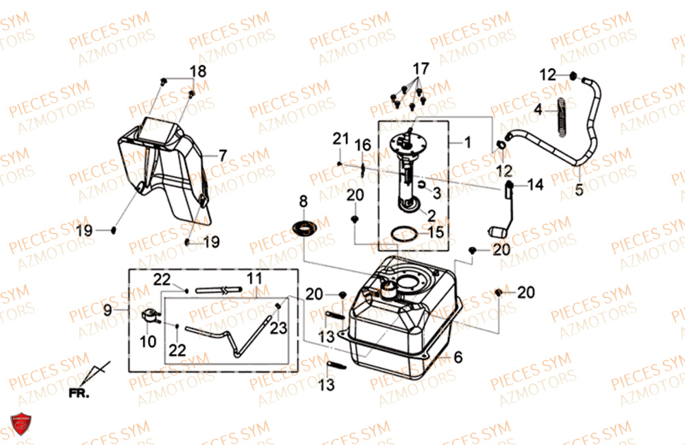 Reservoir A Carburant SYM Pièces GTS 125I EURO 4 - LN12WG-EU (2018-2020)