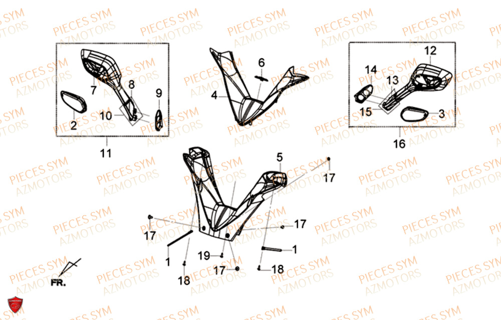 Retroviseur SYM Pièces GTS 125I EURO 4 - LN12WG-EU (2018-2020)