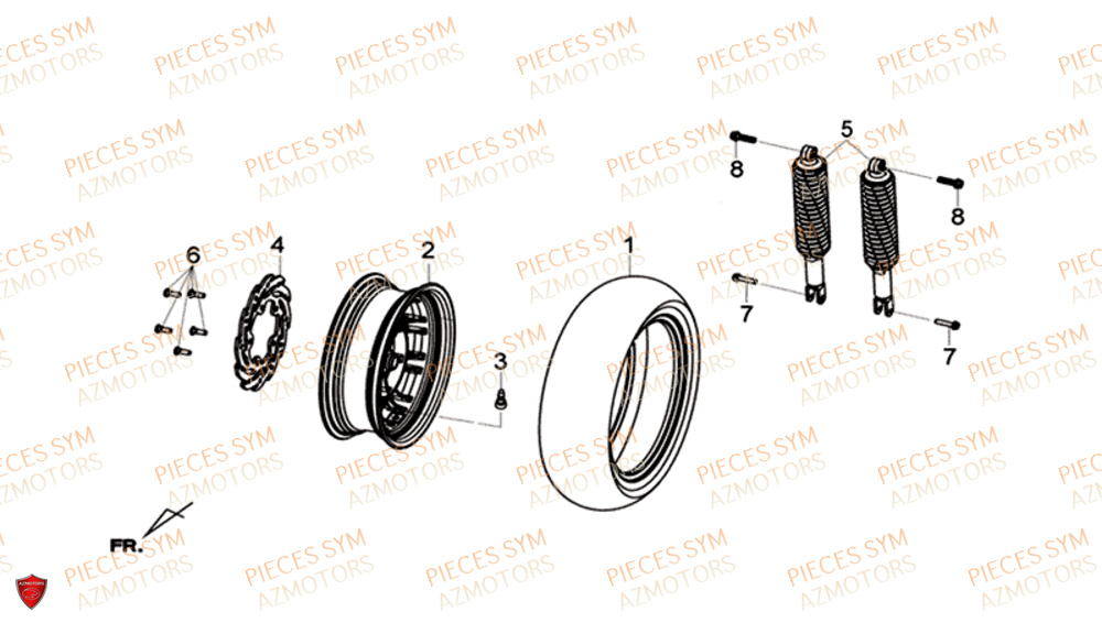 Roue Arriere SYM Pièces GTS 125I EURO 4 - LN12WG-EU (2018-2020)