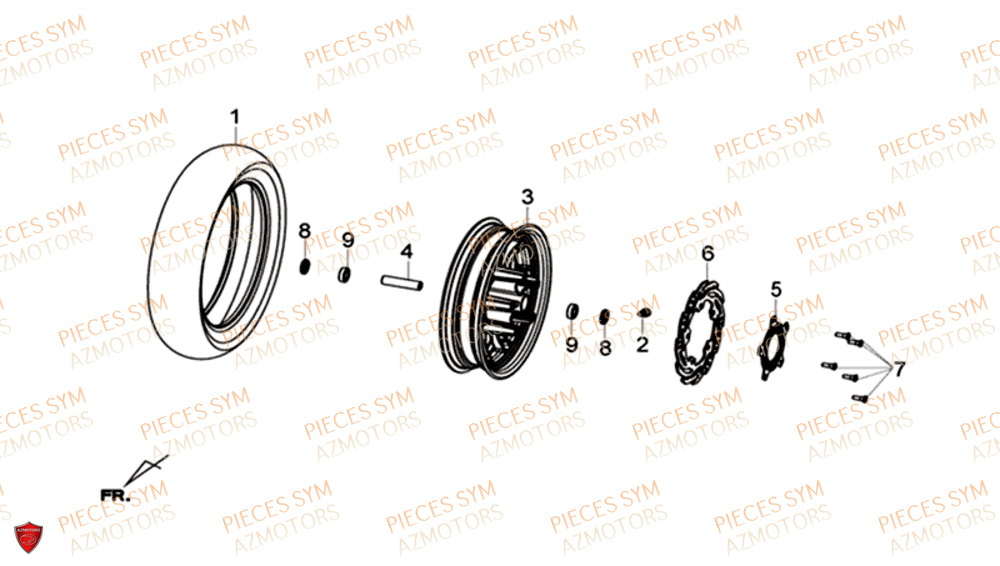 Roue Avant SYM Pièces GTS 125I EURO 4 - LN12WG-EU (2018-2020)