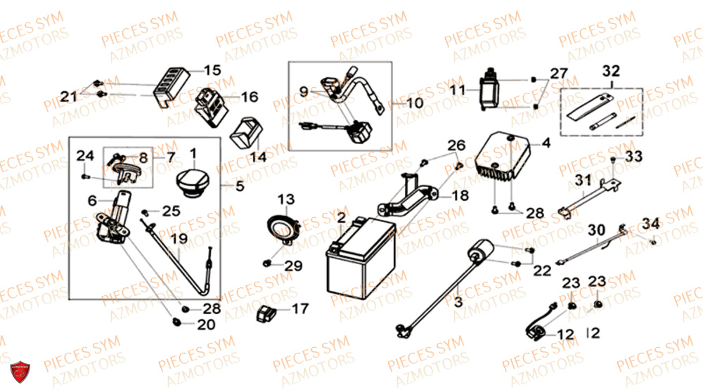 Systeme Electrique SYM Pièces GTS 125I EURO 4 - LN12WG-EU (2018-2020)