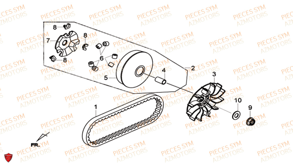 Variateur SYM Pièces GTS 125I EURO 4 - LN12WG-EU (2018-2020)