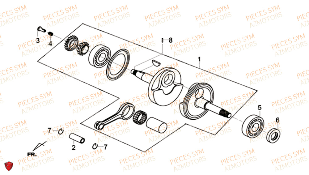 Vilebrequin SYM Pièces GTS 125I EURO 4 - LN12WG-EU (2018-2020)