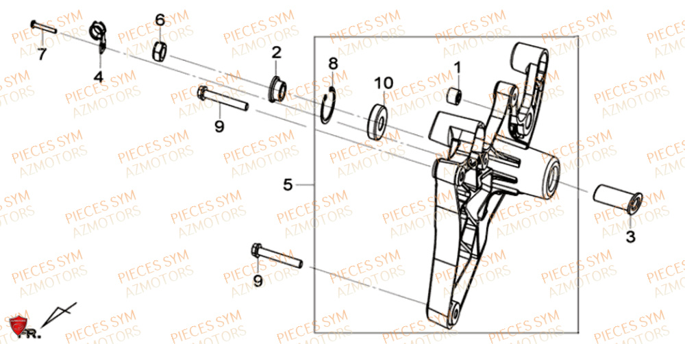 Bras Oscillant SYM Pièces GTS 125I SPORT EURO 4 - LN12WE-EU (2017-2020)
