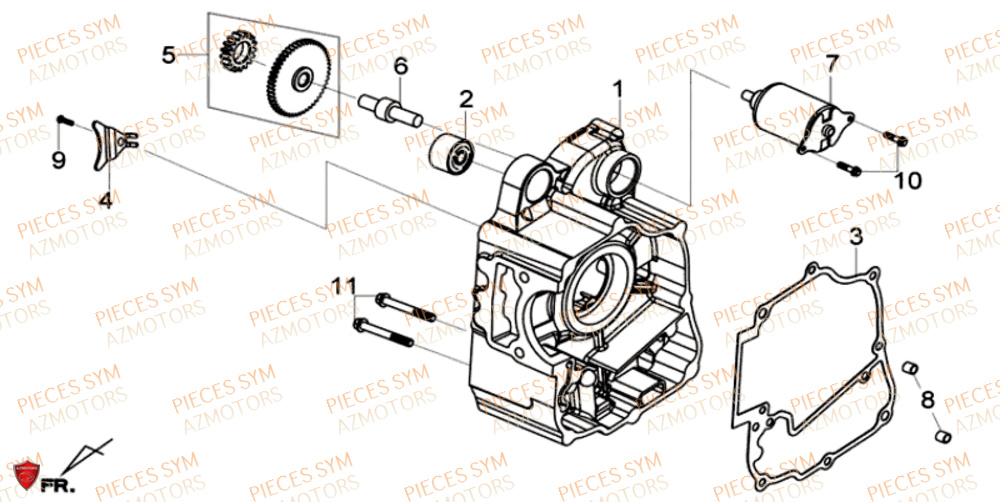 Carter De Moteur Droit SYM Pièces GTS 125I SPORT EURO 4 - LN12WE-EU (2017-2020)
