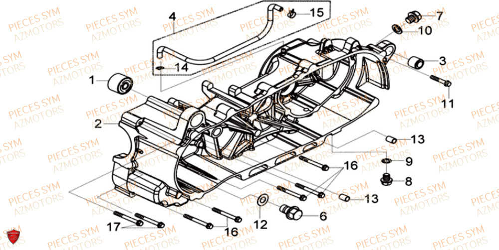 Carter De Moteur Gauche SYM Pièces GTS 125I SPORT EURO 4 - LN12WE-EU (2017-2020)
