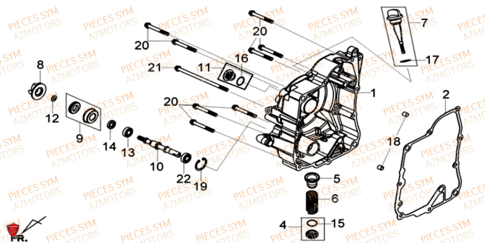 COUVERCLE DE CARTER DROIT SYM GTS 125I SPORT EU4