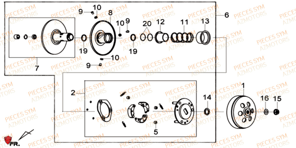 Embrayage SYM Pièces GTS 125I SPORT EURO 4 - LN12WE-EU (2017-2020)
