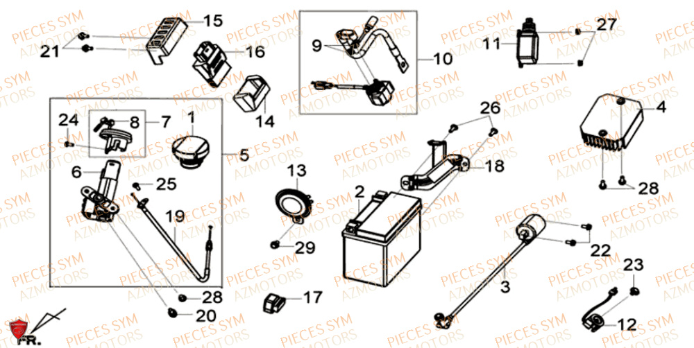 Equippement Electrique Batterie SYM Pièces GTS 125I SPORT EURO 4 - LN12WE-EU (2017-2020)
