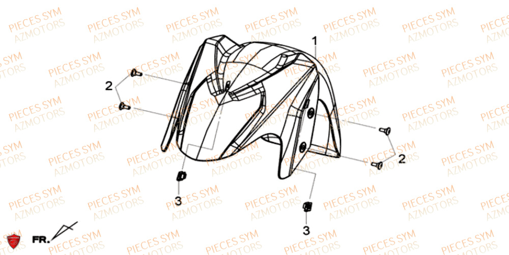 Garde Boue Avant SYM Pièces GTS 125I SPORT EURO 4 - LN12WE-EU (2017-2020)
