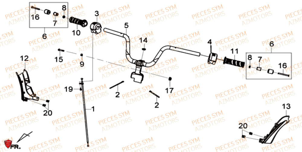 Guidon SYM Pièces GTS 125I SPORT EURO 4 - LN12WE-EU (2017-2020)
