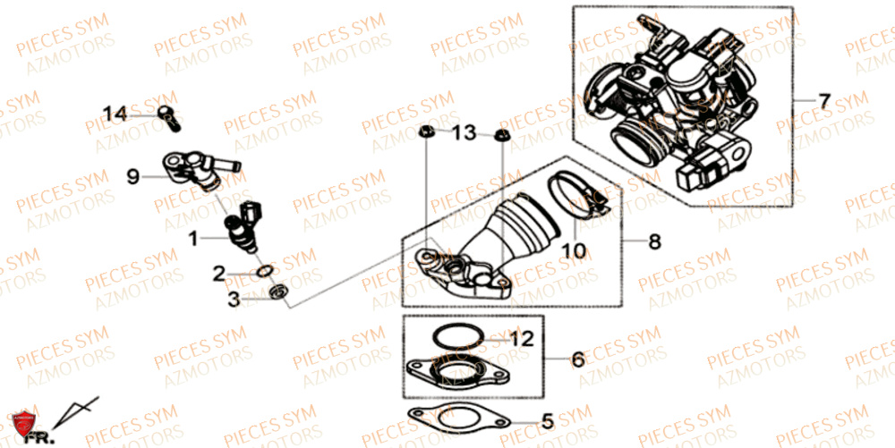 Injecteur Admission SYM Pièces GTS 125I SPORT EURO 4 - LN12WE-EU (2017-2020)
