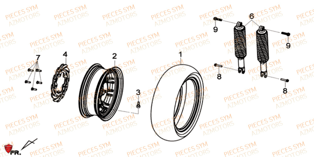 ROUE ARRIERE SYM GTS 125I SPORT EU4