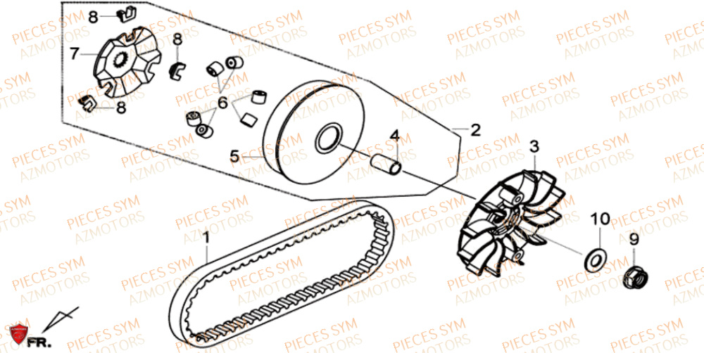 Variateur SYM Pièces GTS 125I SPORT EURO 4 - LN12WE-EU (2017-2020)
