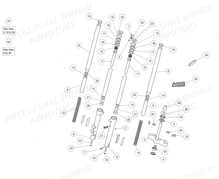 Fourche Suspension Avant ROYAL ENFIELD Pieces ROYAL_ENFIELD CONTINENTAL GT 650 TWIN (E4) (2019-2020)

