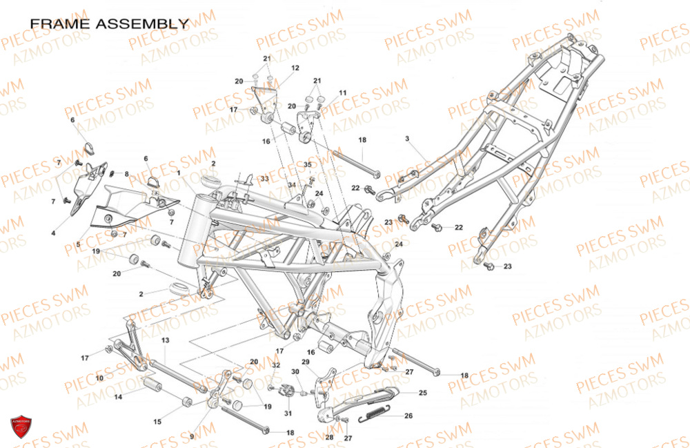 Chassis  Pieces SWM Origine HOKU 125 2023