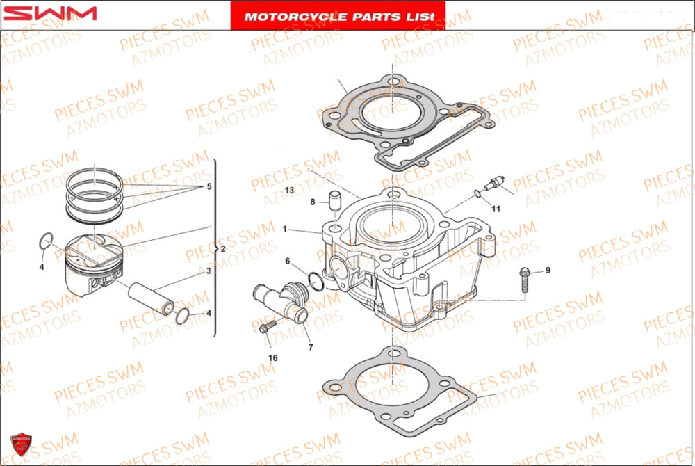 Cylindre  Pieces SWM Origine HOKU 125 2023