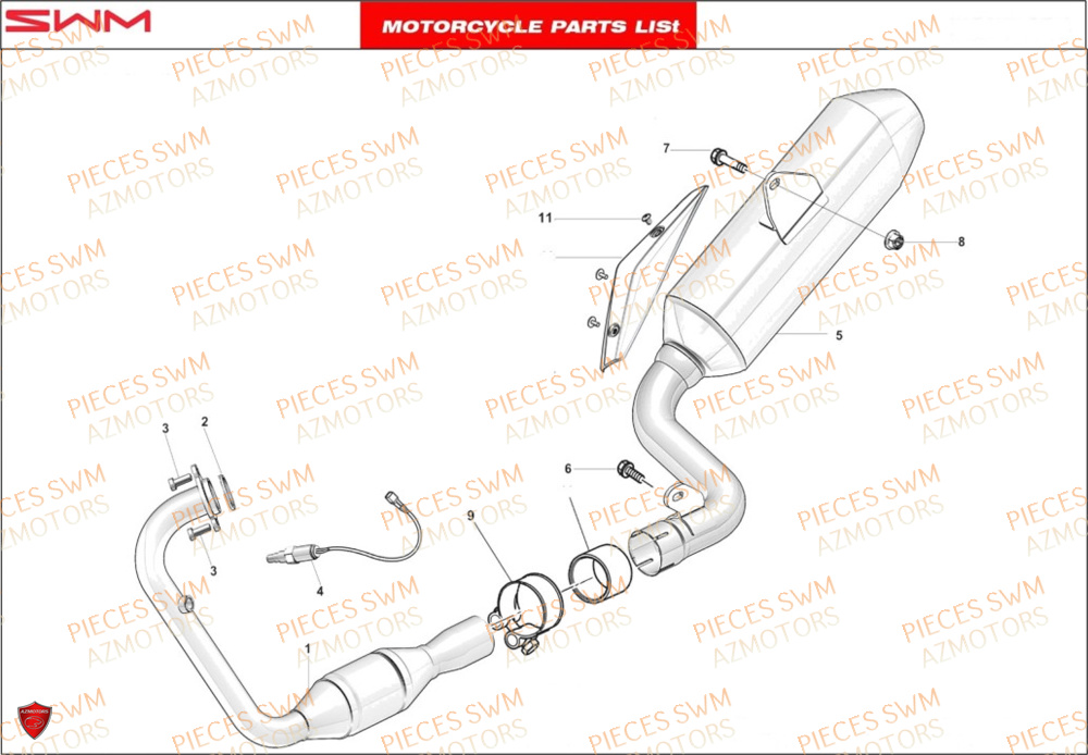 Echappement  Pieces SWM Origine HOKU 125 2023