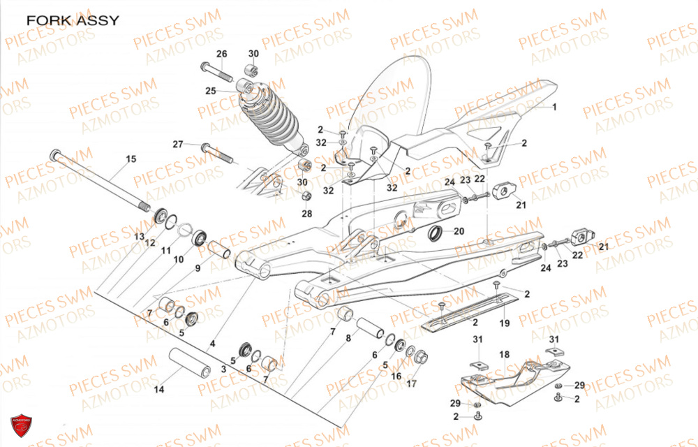 Bras Oscillant  Pieces SWM Origine HOKU 400 EURO 5