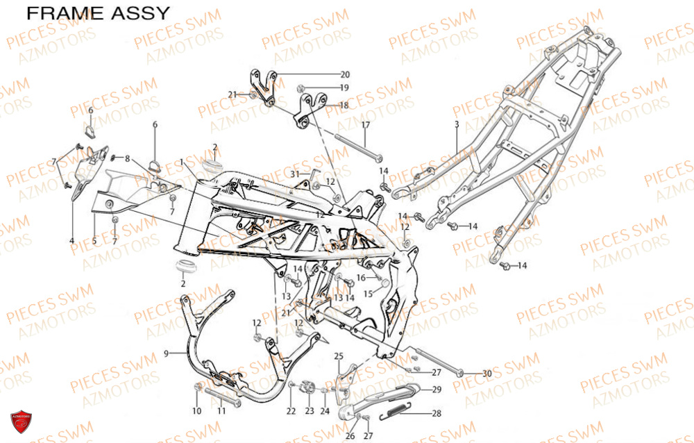 Chassis  Pieces SWM Origine HOKU 400 EURO 5