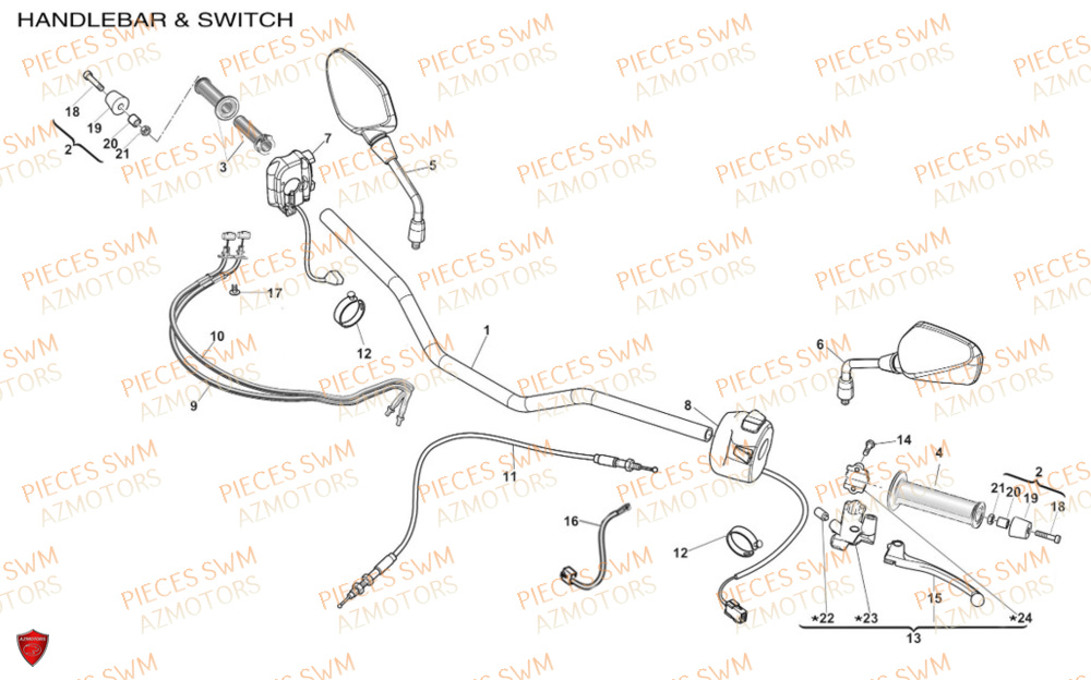 Guidon  Pieces SWM Origine HOKU 400 EURO 5