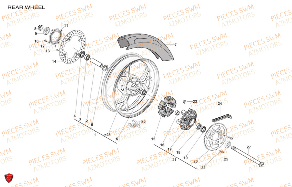 Roiue Arriere  Pieces SWM Origine HOKU 400 EURO 5