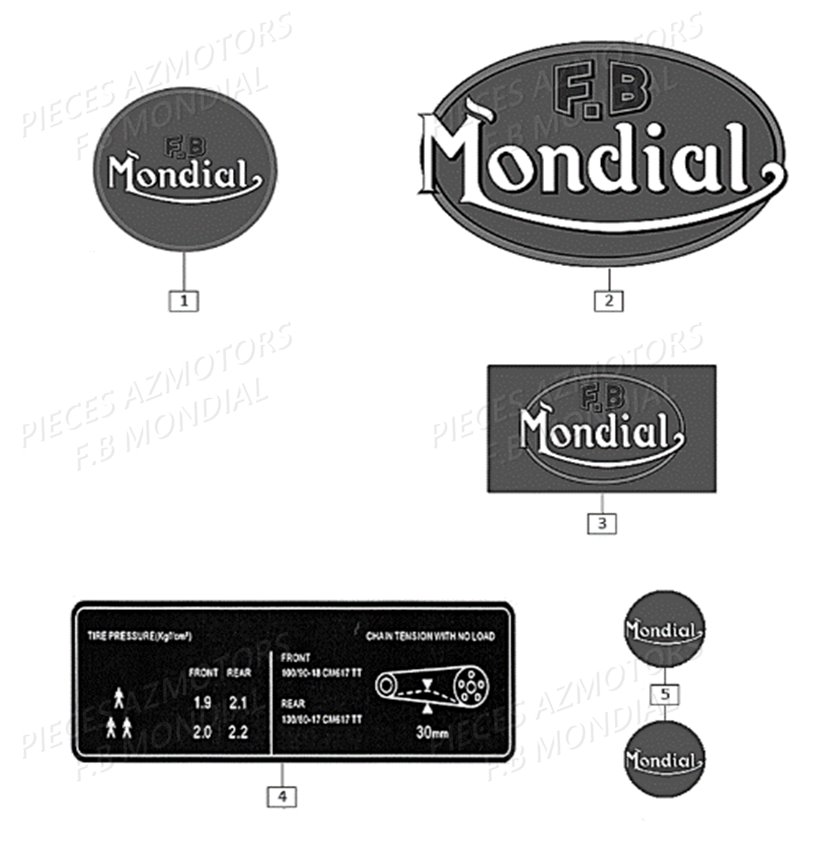 Stickers Logo Hps FB MONDIAL Pieces HPS_125 CBS E4 FB Mondial Origine