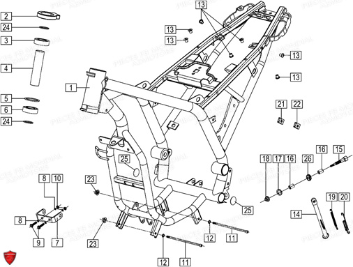 Cadre FB MONDIAL Pieces HPS 125 UBBIALI E5 FB Mondial Origine