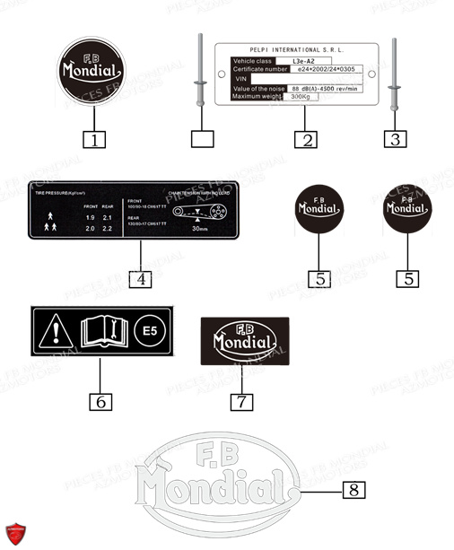 Decorations 1 FB MONDIAL Pieces HPS 125 UBBIALI E5 FB Mondial Origine