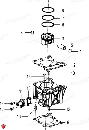 Piston Cylindre FB MONDIAL Pieces HPS 125 UBBIALI E5 FB Mondial Origine