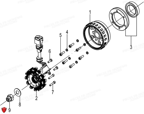 Rotor Stator FB MONDIAL Pieces HPS 125 UBBIALI E5 FB Mondial Origine