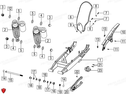 Train Arriere FB MONDIAL Pieces HPS 125 UBBIALI E5 FB Mondial Origine