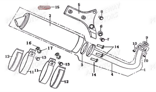 Echappement KEEWAY Pieces KEEWAY HURRICANE 50 2ST QJ1E40QMB 2007