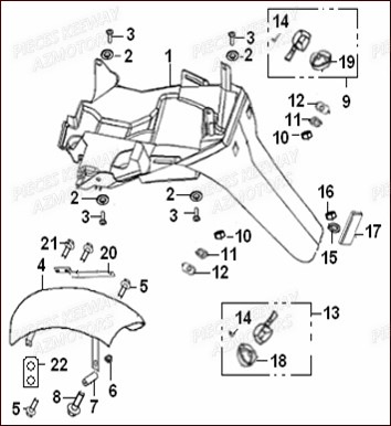 Garde Boue Arriere KEEWAY Pieces KEEWAY HURRICANE 50 2ST QJ1E40QMB 2007