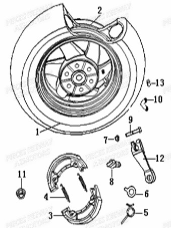 Roue Arriere KEEWAY Pieces KEEWAY HURRICANE 50 2ST QJ1E40QMB 2007