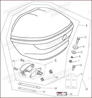 Top Case KEEWAY Pieces KEEWAY HURRICANE 50 2ST QJ1E40QMB 2007