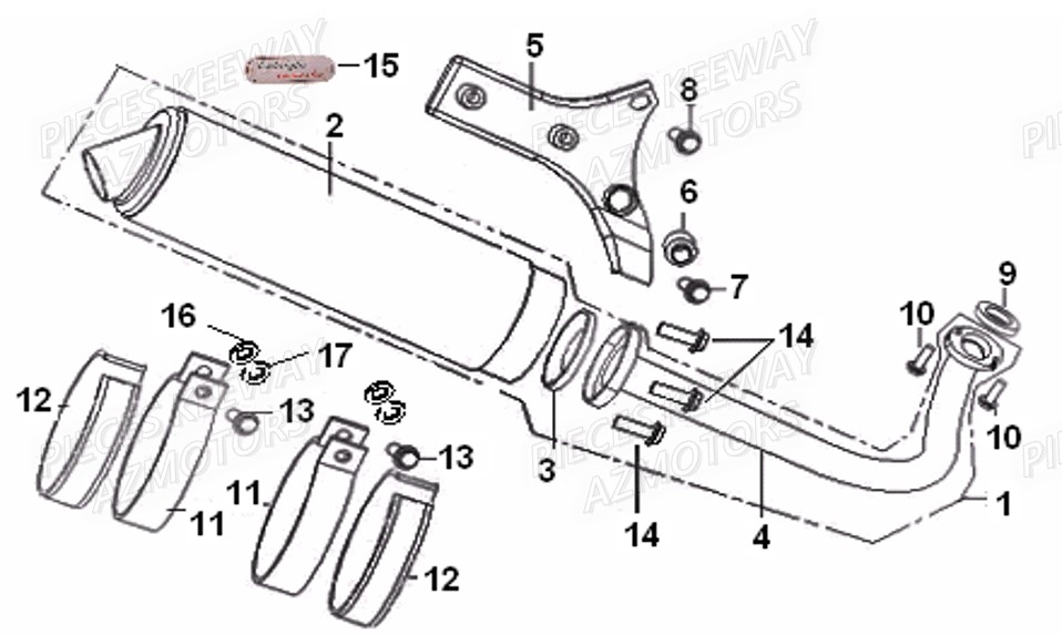 Echappement KEEWAY Pieces KEEWAY HURRICANE 50 2ST QJ50QT-2 2009