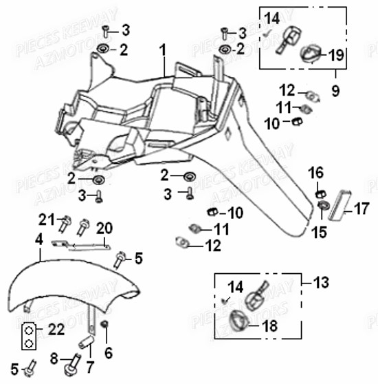 GARDE BOUE ARRIERE KEEWAY HURRICANE 50 2T 09