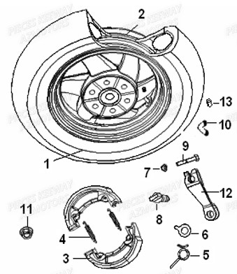 ROUE ARRIERE KEEWAY HURRICANE 50 2T 09