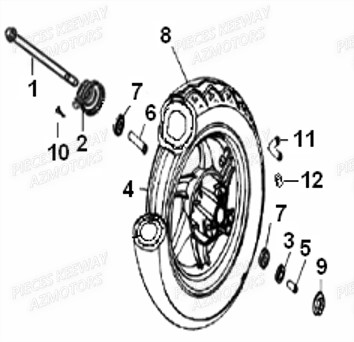 Roue Avant KEEWAY Pieces KEEWAY HURRICANE 50 2ST QJ50QT-2 2009