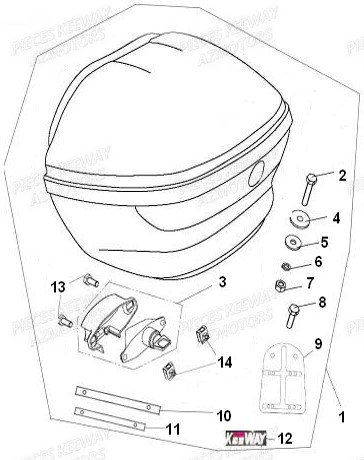 Top Case KEEWAY Pieces KEEWAY HURRICANE 50 2ST QJ50QT-2 2009