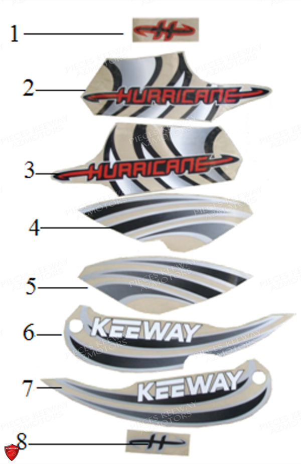 Stickers Pour Hurricane Blanc Rouge KEEWAY Pieces KEEWAY HURRICANE 50 4T 137QMB-3 (2012)