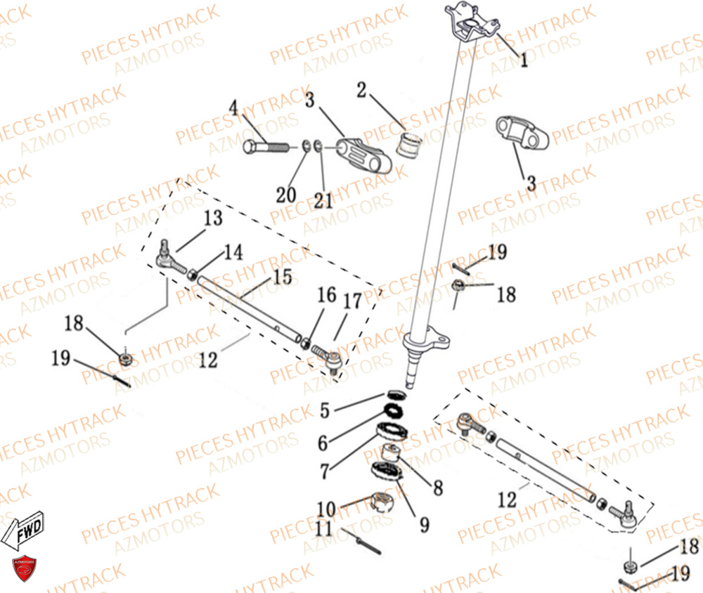 Colonne De Direction HYTRACK Pièces Quad HY200ST