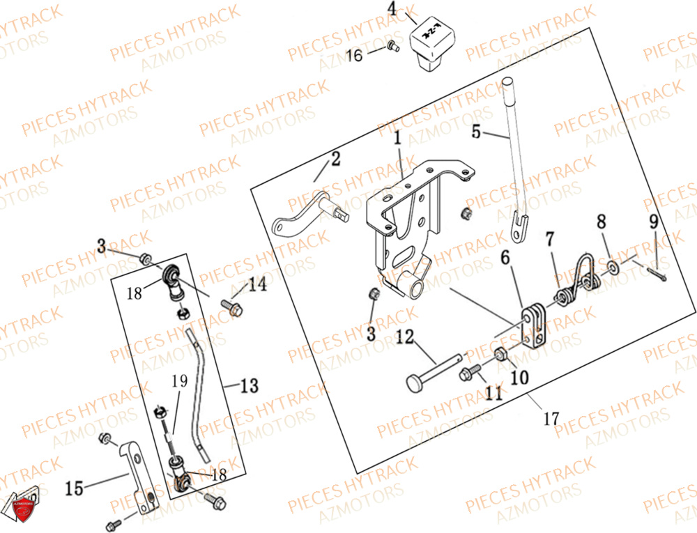 Tringlerie De Vitesses HYTRACK Pièces Quad HY200ST