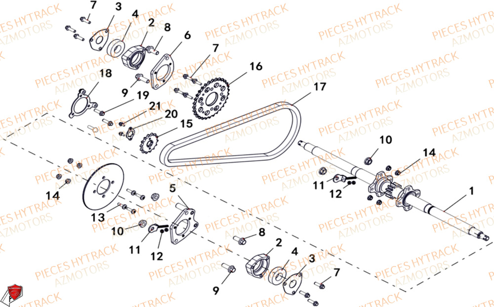 Axe Arriere HYTRACK Pièces Quad HY200X